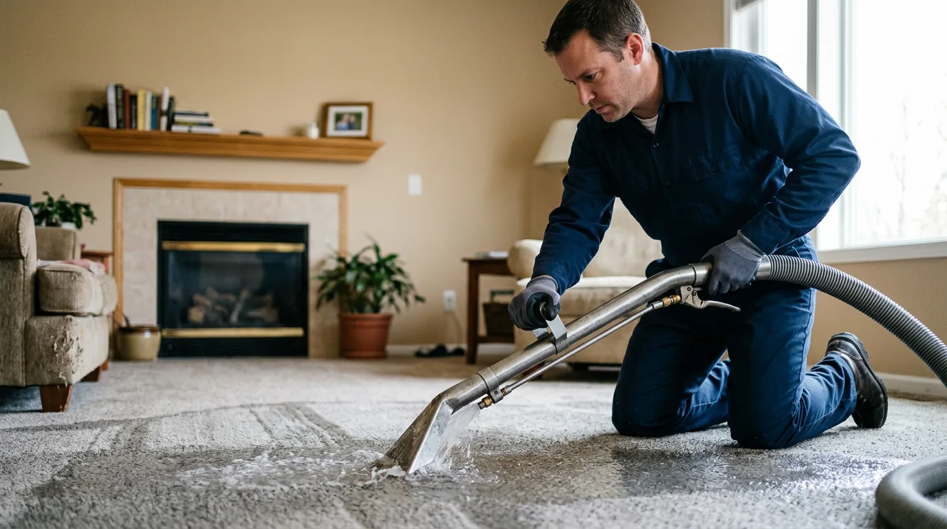 Water damage restoration technician working near Elkins, WV
